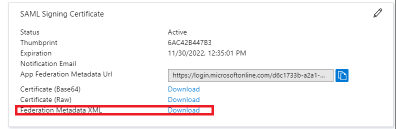 Download federation metadata